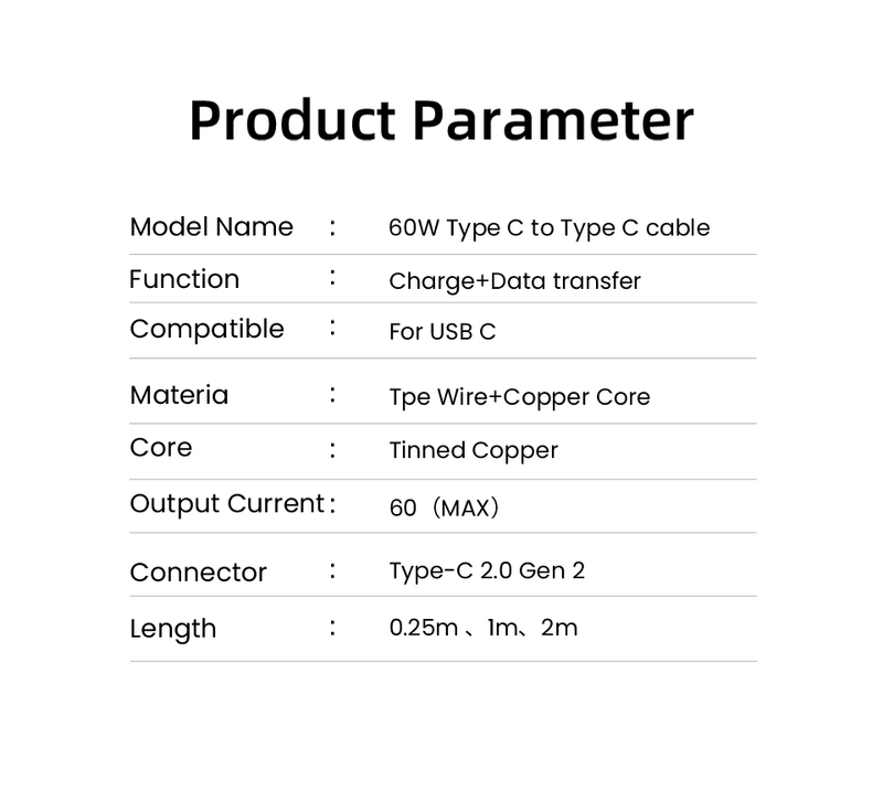 PD 60W USB Type C til USB C-kabel for Samsung Huawei Xiaomi QuickCharge mobillader 5A hurtiglading datakabel_voghion.com