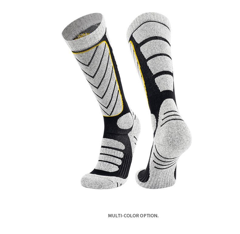 Profesjonalne skarpetki narciarskie dla dorosłych, mężczyzn i kobiet, grube, bawełniane, długie, pochłaniające pot, ciepłe na zimę._voghion.com