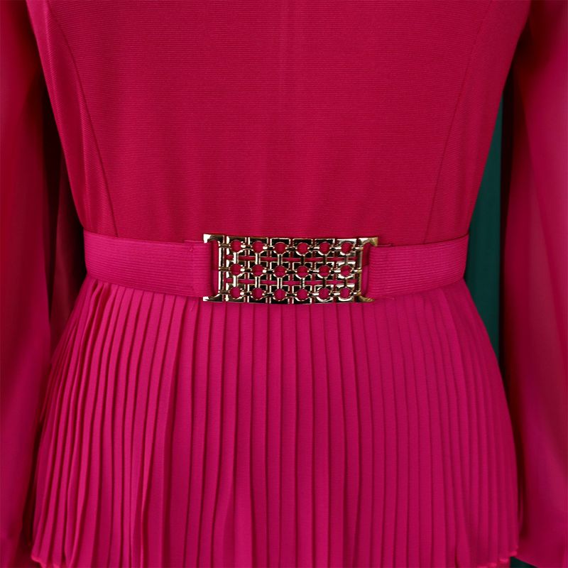 Ropa de mujer Nueva moda tradicional Tongle Top de manga larga Pantalones de pierna ancha Traje de dos piezas_voghion.com