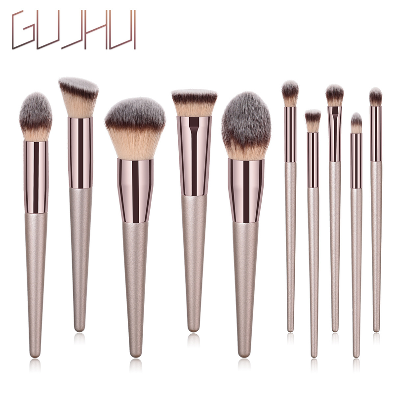 4/9/10 Stück Make-up-Pinsel, Beauty-Tools, Pinsel, Champagnergold, Grundierungspinsel, Lidschattenpinsel, Set GUJHUI_voghion.com