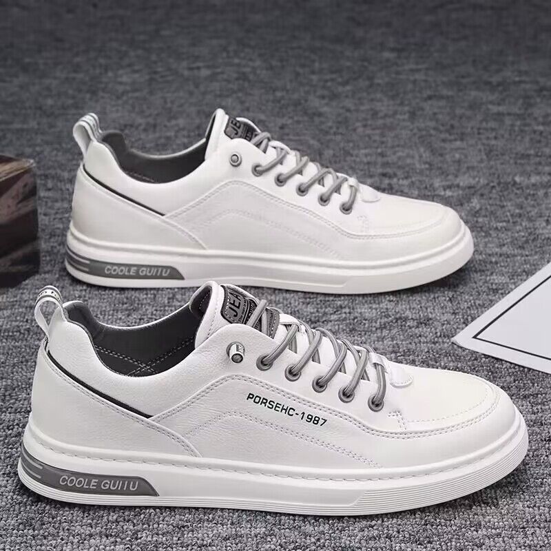 Euro Step Sommer Atmungsaktive Weiße Flache Herren Freizeitschuhe Aus Leder Vielseitige Sportschuhe Ohne Schnürsenkel Trendy_voghion.com