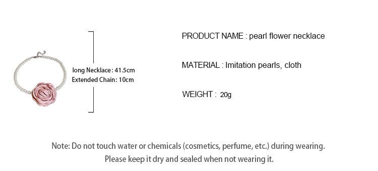 Collier ensemble de perles de fleurs en tissu, nouvelle chaîne minimaliste de clavicule perlée de tempérament doux français, décoration de cou pour_voghion.com