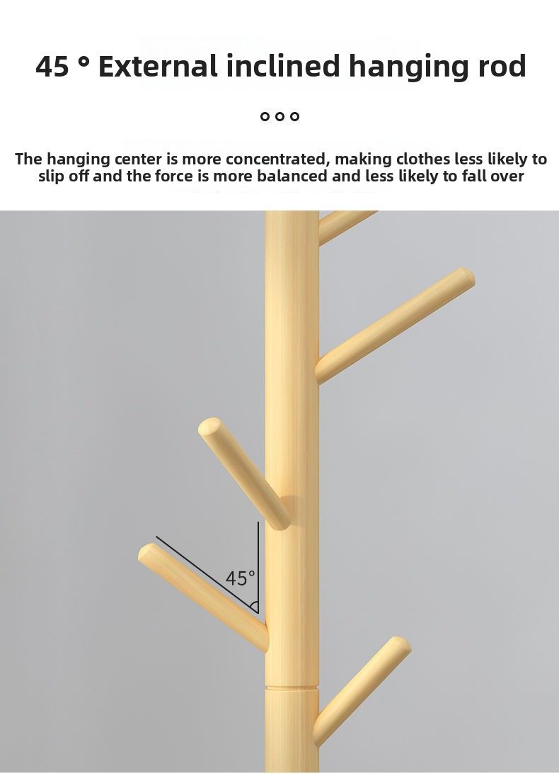 Cabide de chão de madeira maciça para quarto, vertical, casa, simples, para secar roupas, cabide para pendurar_voghion.com