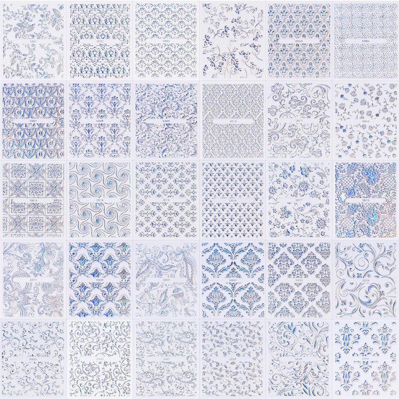 Nagelaufkleber mit Spitzen-Design, Schwarz und Silber, 30-teiliges Vintage-Set, selbstklebende Nagelkunst-Aufkleber zum Selbermachen_voghion.com