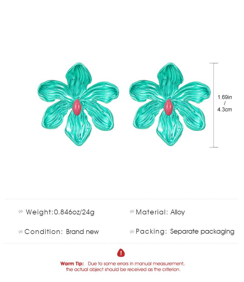 Orecchini a bottone rosa con fiore in lega colorata, esagerati, da donna, stile europeo e americano, oltre confine_voghion.com