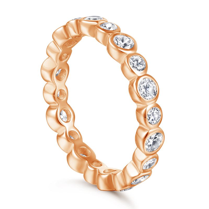 Full Diamond Row Ring - 925 Sterling Silver Rose Gold/Platinum Plated Ring_voghion.com