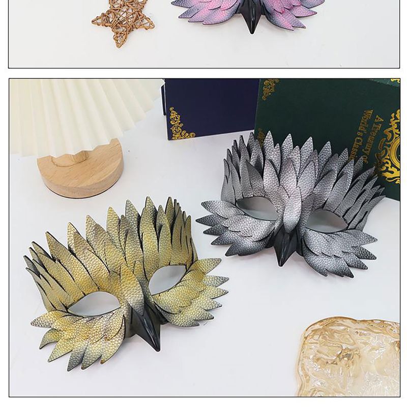 Halloween High-end Half-face Leather Feather Bird Beak Masquerade Party Mask Costume Prop Bar Fun Adult Version_voghion.com