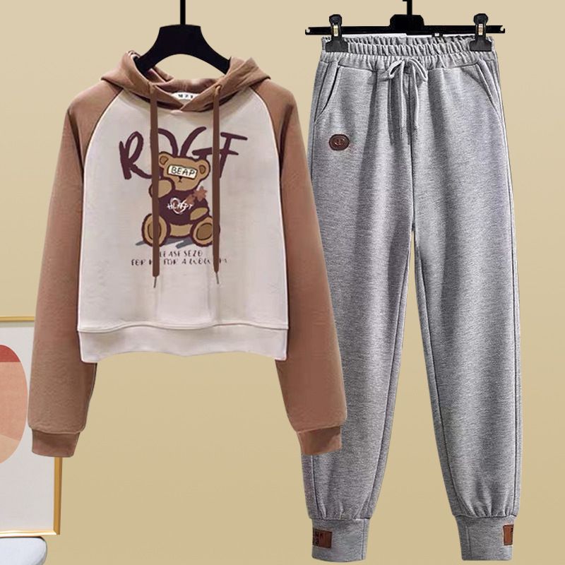 "Elegante set con felpa con cappuccio e pantaloni da jogging a contrasto - Pullover casual con stampa anime e pantaloni affusolati aderenti, comodo capo in poliestere per uomo e donna"_voghion.com