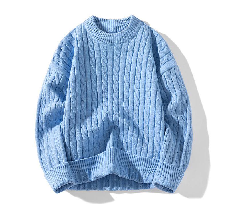 Men's Chunky Cable Knit Sweater - Oversized Winter Pullover With Ribbed Crewneck, 100% Acrylic Soft Yarn For Casual & Sports_voghion.com