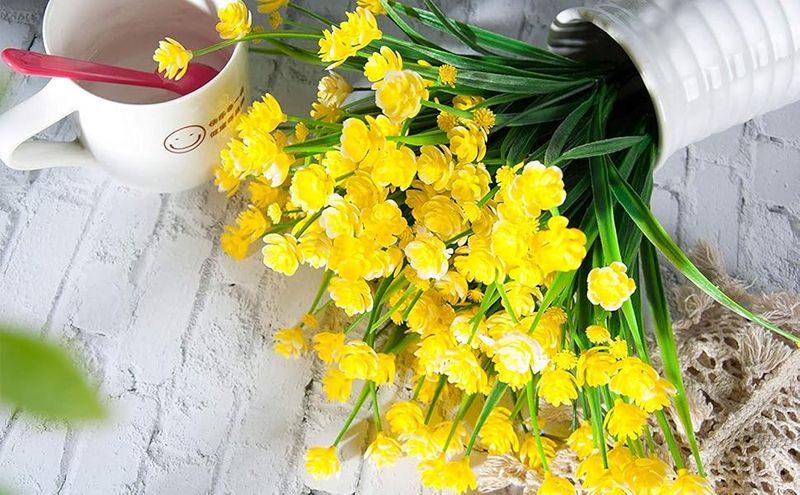 Grunyia Flores Artificiais Resistente a UV Plantas Internas e Externas Plantador Pendurado Decoração de Jardim Doméstico, 10 Pacotes_voghion.com