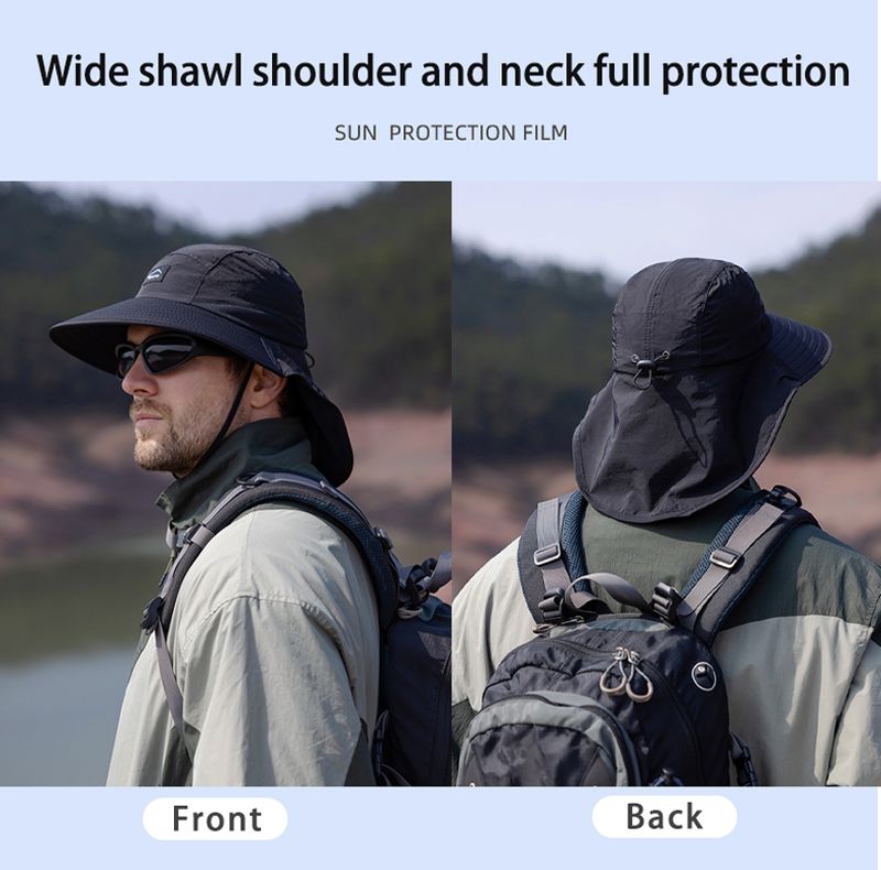 Hot Sale Xioguan 100% polyester 9249 summer men's and women's large brimmed shawl fisherman quick drying breathable sunshade hat_voghion.com