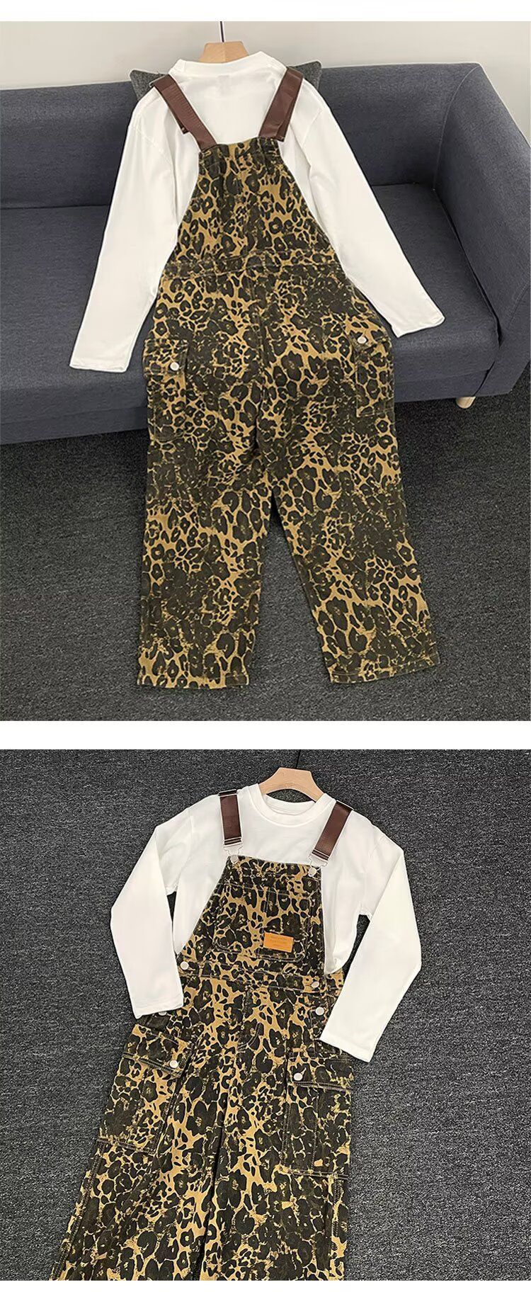 Roupas masculinas Novas calças jeans casuais masculinas Calças jeans casuais com estampa de leopardo de rua_voghion.com