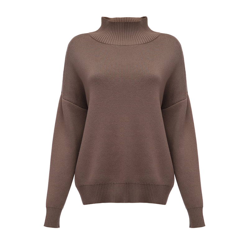 Vêtements pour femmes Mode féminine avec pull ample et chaud à demi-col roulé_voghion.com