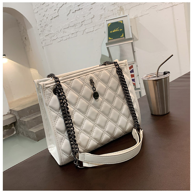 2023 primavera e l'estate nuova moda monospalla ascellare borsa filo ricamo rombico borsa tendenza catena tote bag donne_voghion.com