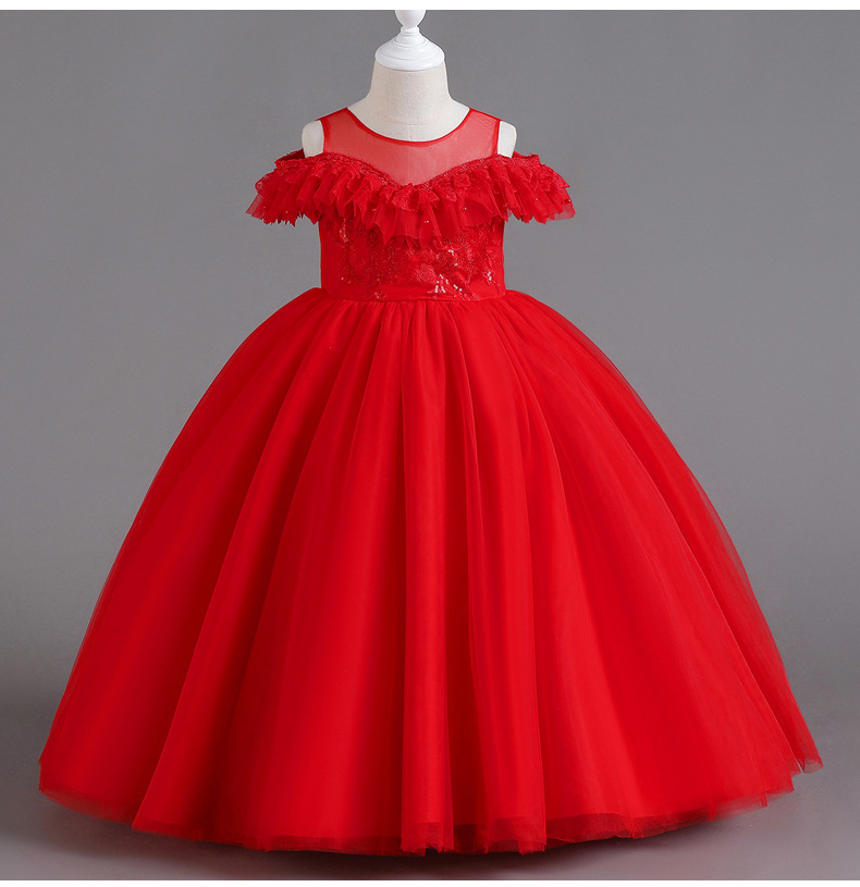 Tjejklänning Prinsessklänning Exklusiv blomsterflicka Bröllopsbrudtärna Scenvärd Catwalk aftonklänning Pompadourklänning_voghion.com