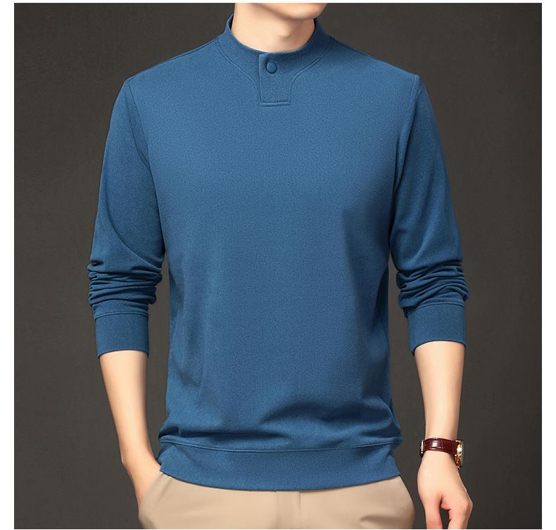 Maglietta da uomo a maniche lunghe con fodera in pile a doppio strato - Comoda maglia casual con scollo rotondo per primavera e autunno_voghion.com