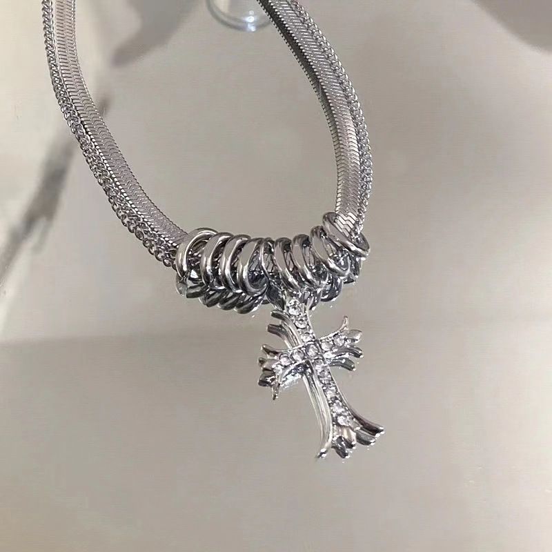 Titanium Steel Zircon Double Layer Necklace For Women Versatile High-end Non-fading Niche Design Clavicle Sweater Chain_voghion.com