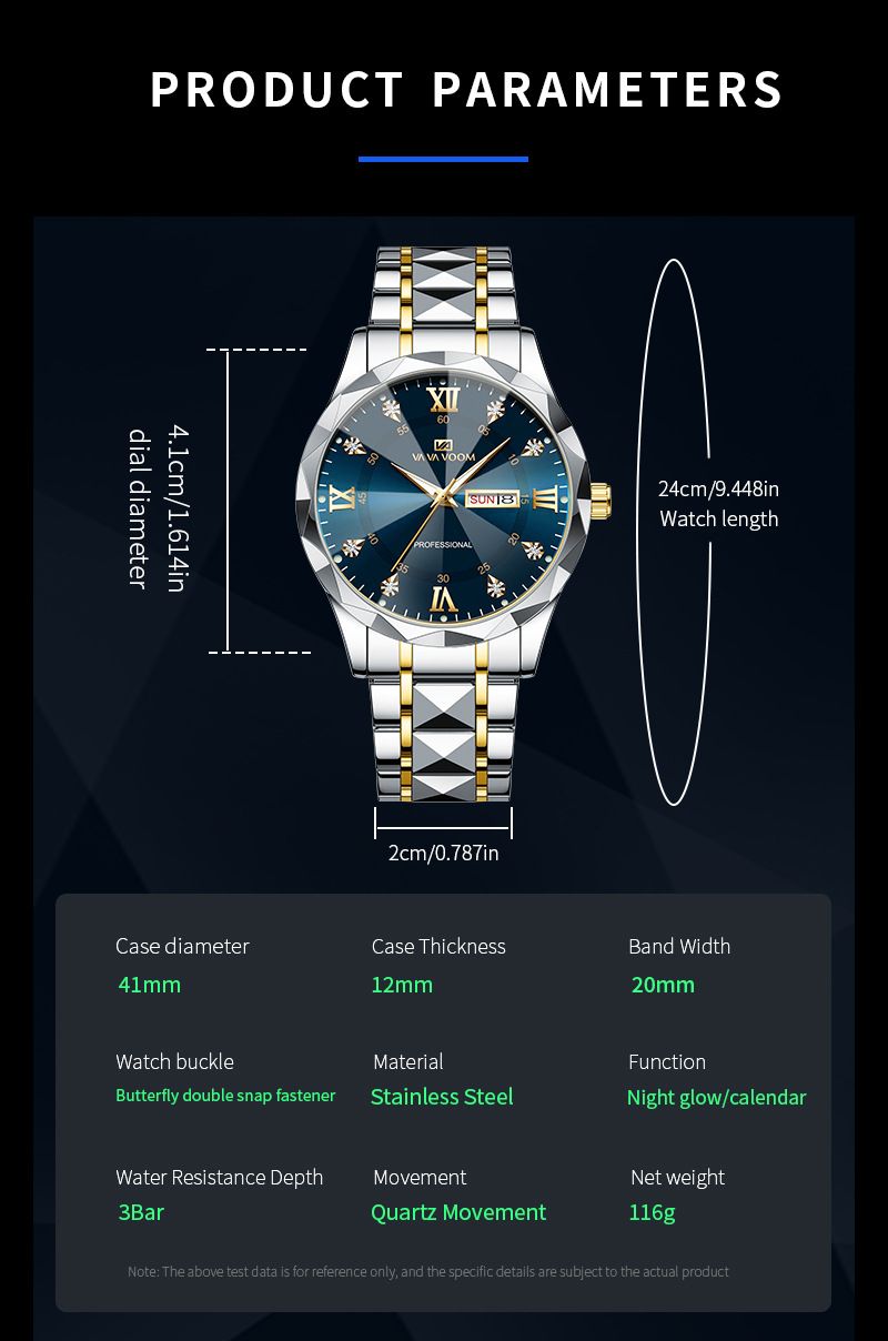 VAVAVOOM Men's Watch Brand Watch Men's Waterproof Fashion Diamond Design Business Watch_voghion.com