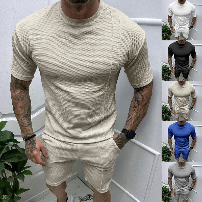 Herenkleding 2024 Nieuwe zomer heren pullover T-shirt T-shirt Sport Casual Top Heren korte mouwen shorts set_voghion.com