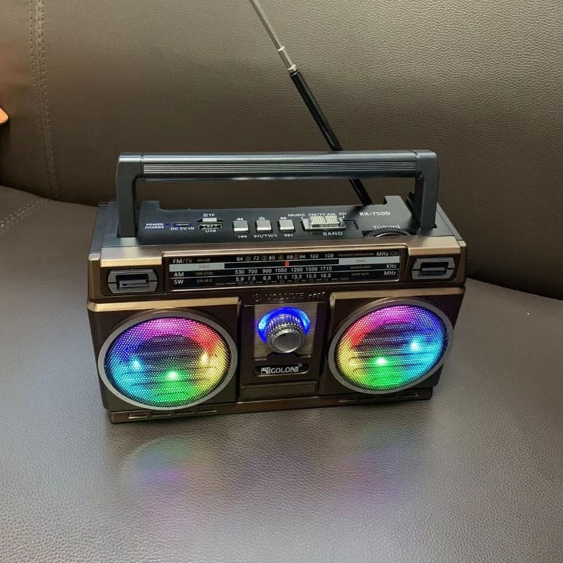 Nejlepší příjem tranzistorového dobíjecího bateriového ladění barevných světel přenosného rádia AM FM s Bluetooth_voghion.com