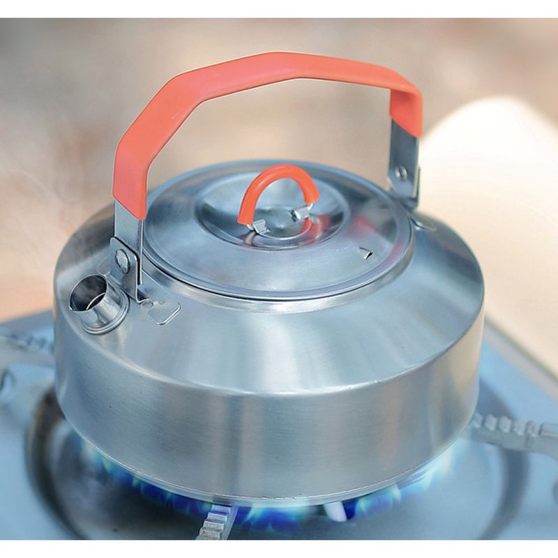 Teiera portatile da campeggio in acciaio inossidabile per esterni, da 1 litro, grande capacità, con manico in silicone_voghion.com