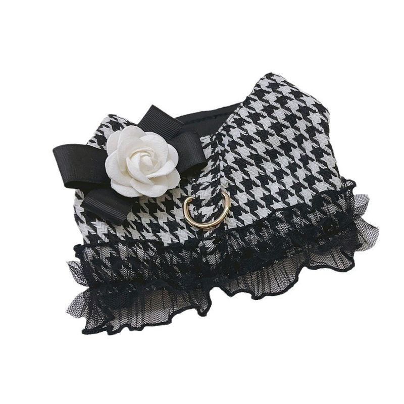 Coleira para cães, estilo pied-de-poule, para passear com o cachorro, bichon, pelúcia, pomerânia_voghion.com