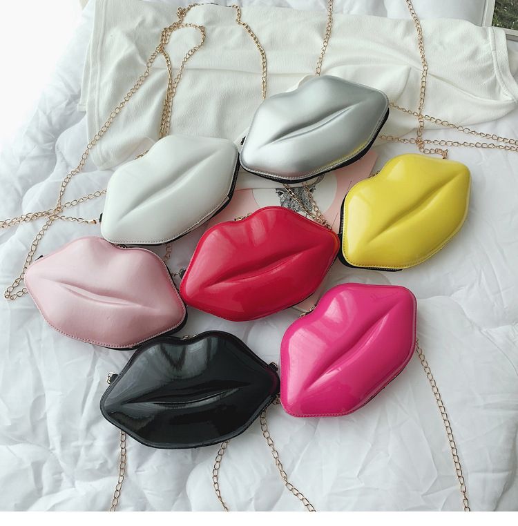 2021 Sommer neue Lippen Mini Make-up kleine Tasche Mode Candy Schulter Umhängetasche Kette Tasche Damentasche_voghion.com