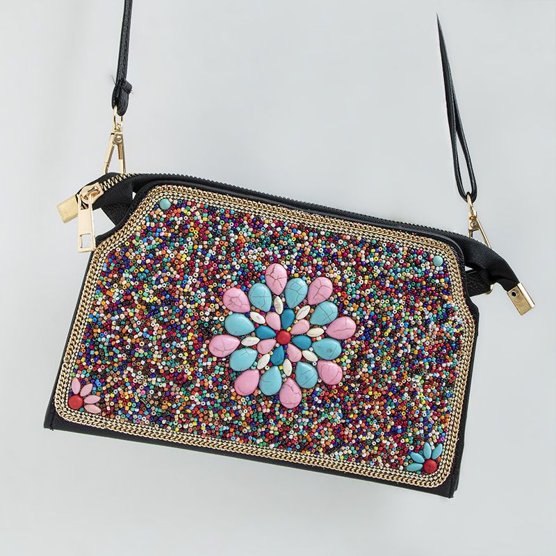 Borsa a tracolla monospalla da viaggio in stile bohémien con perline di riso, conchiglia, fiore, vendita calda, da donna, borsa a conchiglia_voghion.com