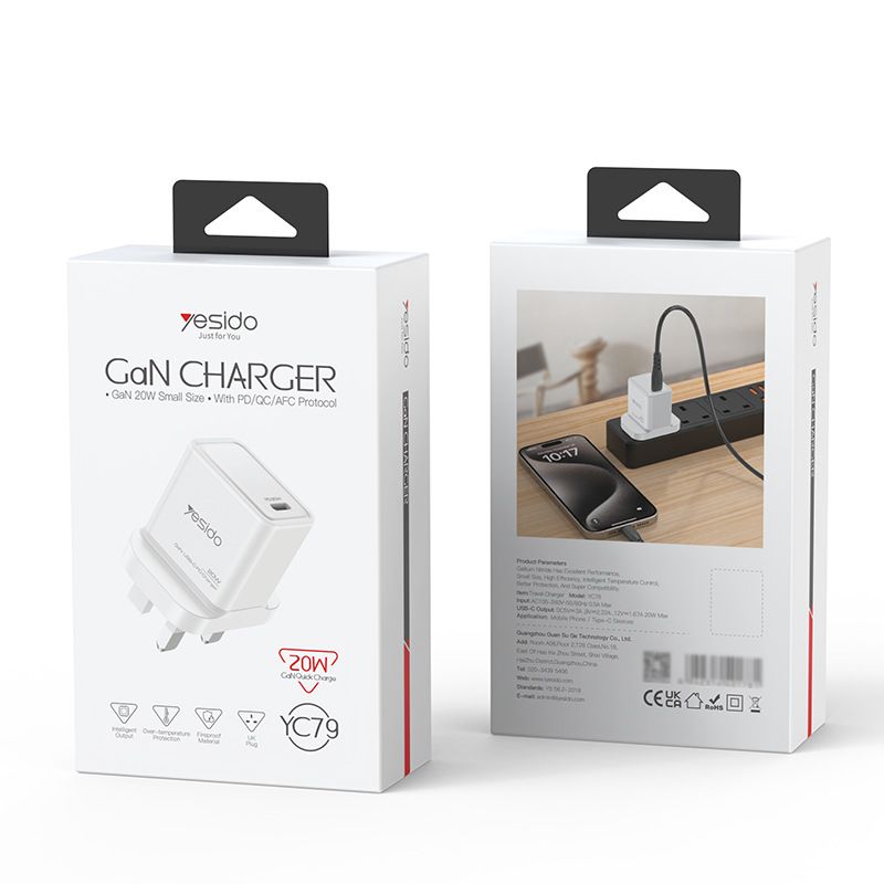 syct Yesido EU Standard Phone Compatible With Iphone 16 Head Huawei PD Fast Charge 65W Travel Charger_voghion.com