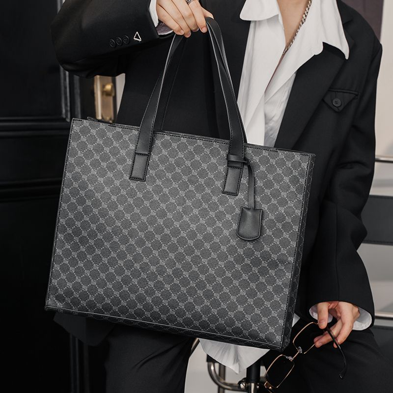 Handtasche mit horizontalem Muster, koreanische Version, Herren-Trend-Schulter, vielseitige Umhängetasche, Computertasche_voghion.com