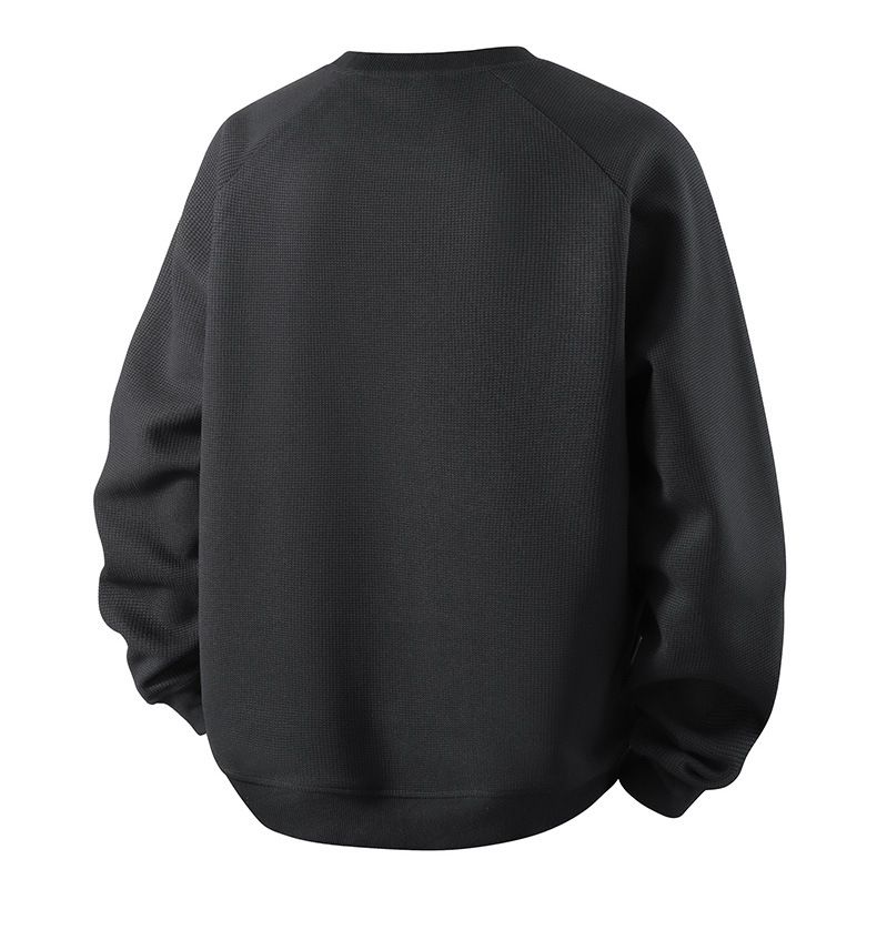 Men's Heavyweight Air Cotton Crewneck Sweatshirt - Drop Shoulder Long Sleeve T-shirt, Casual Relaxed Fit, Soft & Breathable, Multiple Colors_voghion.com