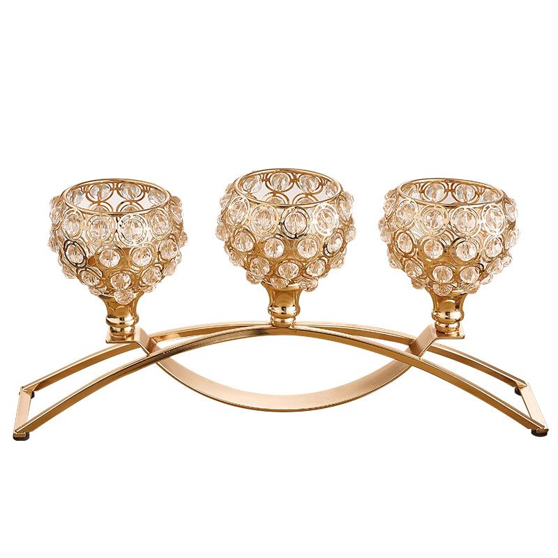 3-armige Kandelaber, Kristallbogenbrücke, Kelch-Kerzenhalter, Schüssel, Teelichtleuchter, romantisches Ornament für die Hochzeitsdekoration zu Hause_voghion.com