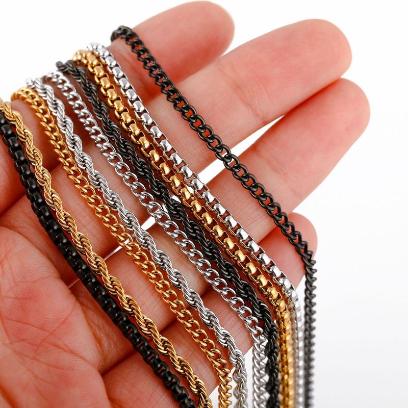 Edelstahl quadratische Perlenkette Twist Kette Schmuck passende Kette alle Match Kette Großhandel DIY Zubehör europäische und amerikanische Männer_voghion.com