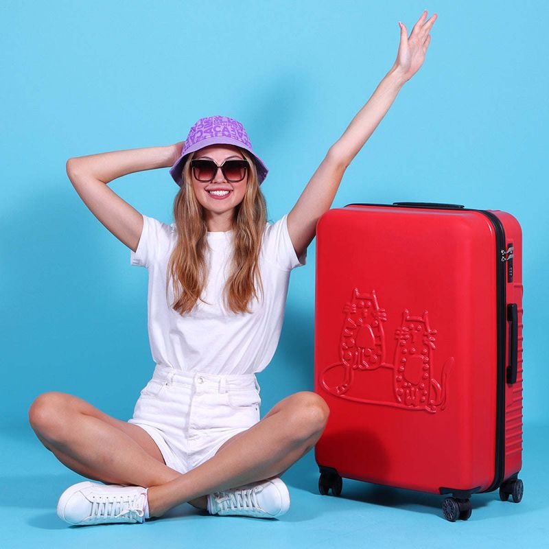Biggdesign Cats Suitcase Luggage, Red, Medium_voghion.com