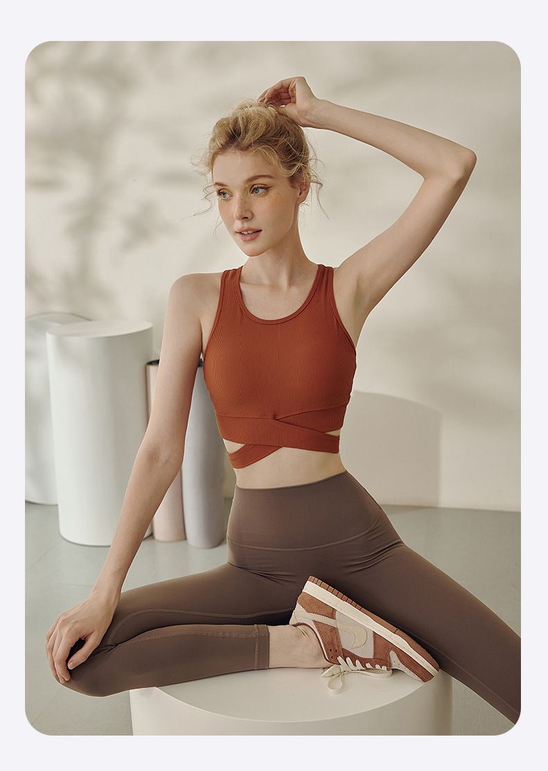 Sport-BH für Damen, Cross-Back-Yoga-Top, Laufweste, Push-Up, Oberbekleidung, Fitness-Unterwäsche, hochfester Halt_voghion.com
