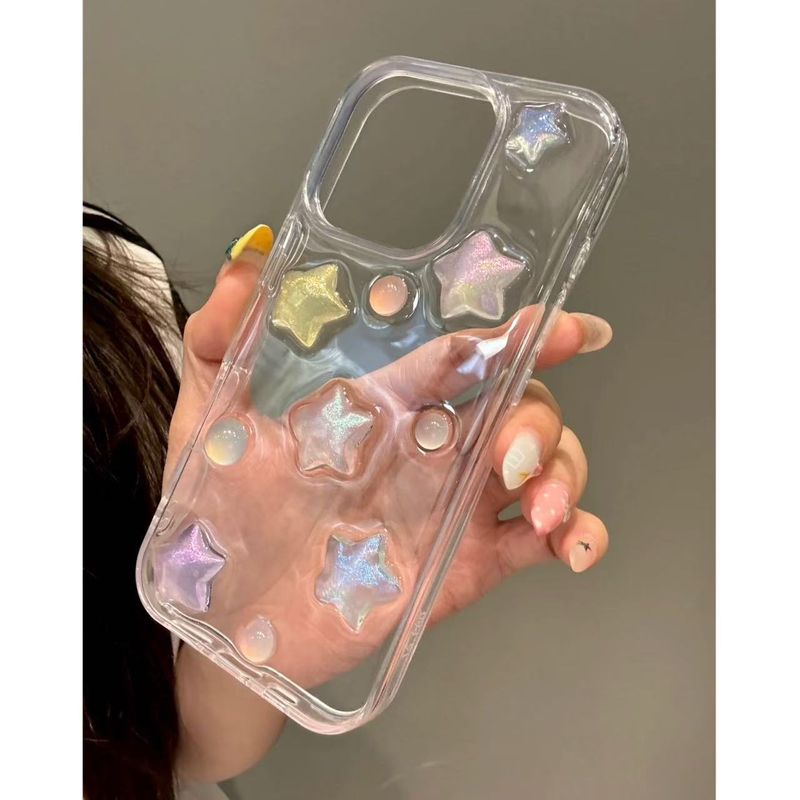 TechGlobe Spring Ins Liquid Fine Glitter Stars Flowers Compatible With IPhone 16 Pro Max 15 Phone Case 14_voghion.com