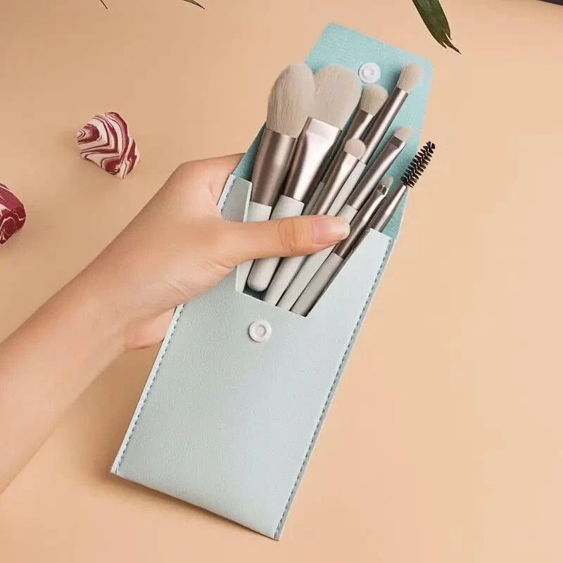 8x Make-Up Pinsel Set Foundation Blush Lidschatten Lip Pinsel Make-Up Tasche Fall_voghion.com