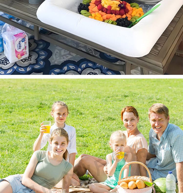 Glacière gonflable flottante pour boissons et collations (6 porte-bouteilles en PVC étanche et compartiment à fruits, technologie de congélation rapide)_voghion.com