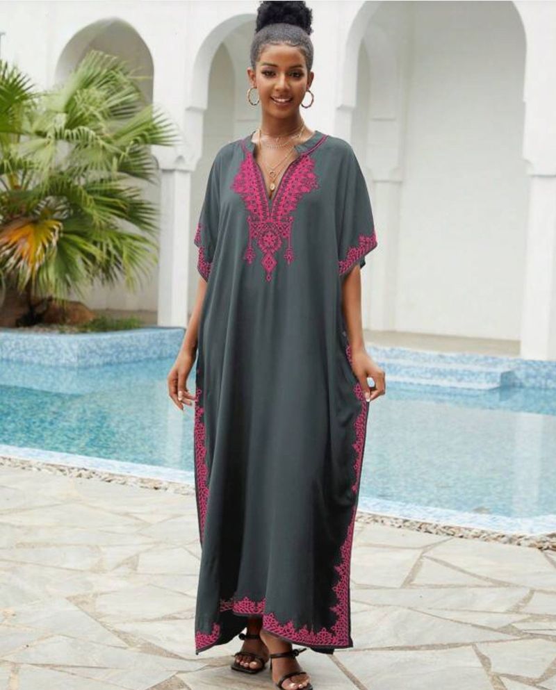 Abito da spiaggia oversize da donna – Tunica leggera in rayon con collo alto, copri bikini, copricostume da bagno_voghion.com