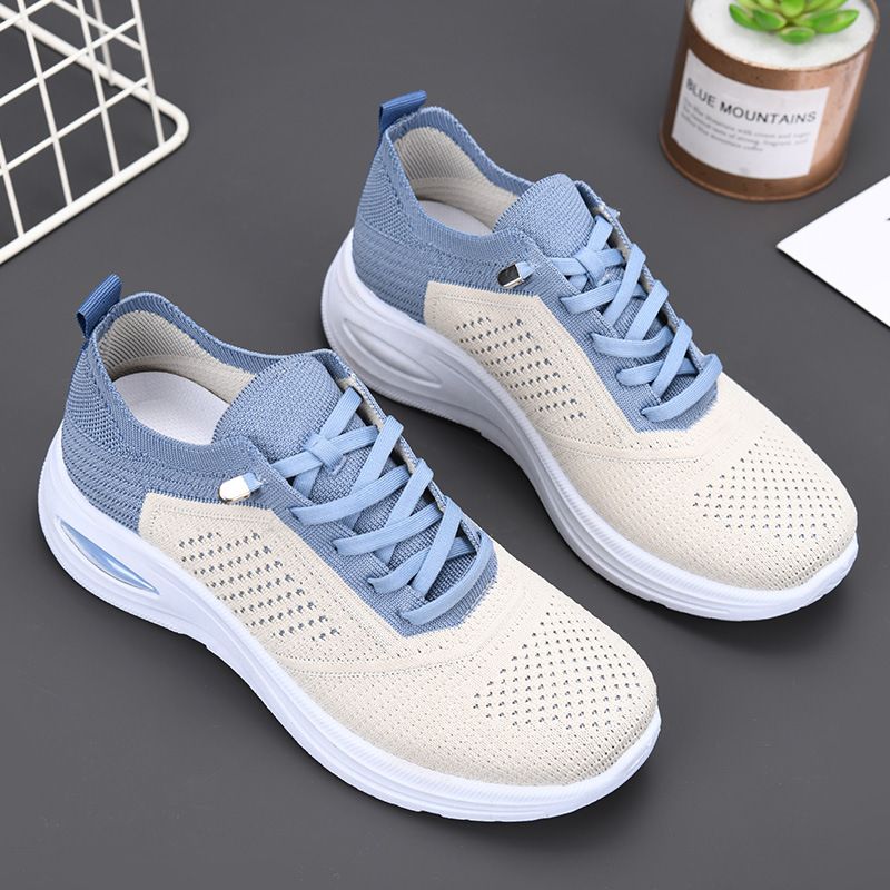 Women's 2025 New Casual Lace-up Sock Mesh Shoes Soft Sole Sneakers For Women_voghion.com