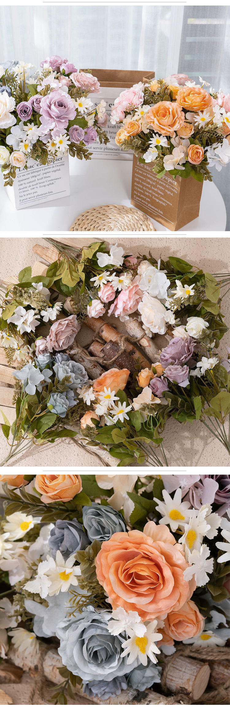 Havlotus efterårsrose simuleringsblomstproducenter grønne planter bryllupsdekorationer_voghion.com