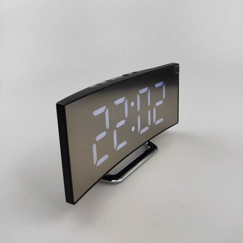 Alarm Clocks Creative Electronic Large Screen Curved LED Electronic Mirror Silent Alarm Clock_voghion.com