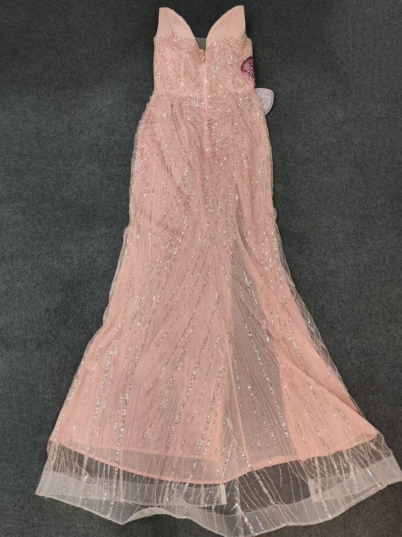 Elegante abito da sera a sirena con spalle scoperte, paillettes e farfalle, con spacco alto - Abito formale in poliestere elasticizzato per balli di fine anno, banchetti e feste_voghion.com