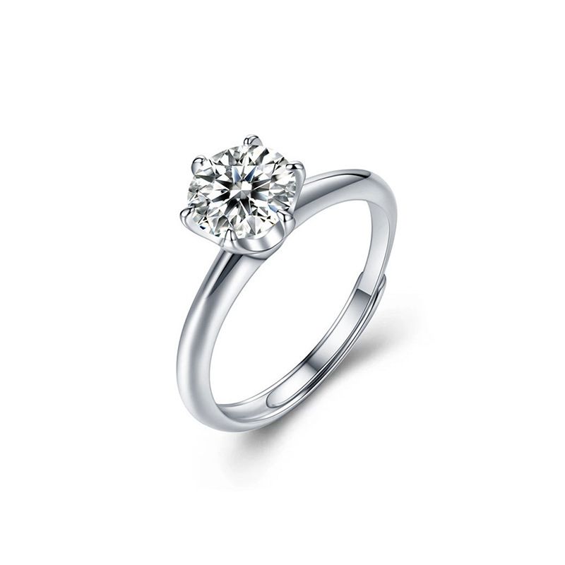Anelli di coppia in argento sterling con moissanite, semplici anelli a sei punte con diamanti, fascia semplice, regalo di proposta di matrimonio per la fidanzata_voghion.com
