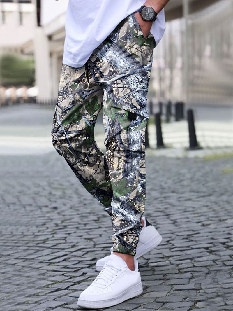 Herrenbekleidung Freizeithosen Legging Camouflage Hose Kordelzughose Taktische Hose Multi Pocket Overalls_voghion.com