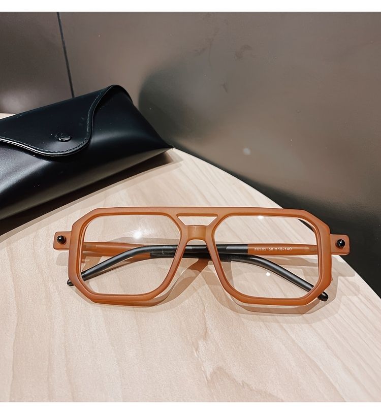 Trendy klassesch déck grouss Vintage Brëller mat duebele Brécken, Männer Fraen alldeeglech Schoulgeschäft Dekor, ideal_voghion.com