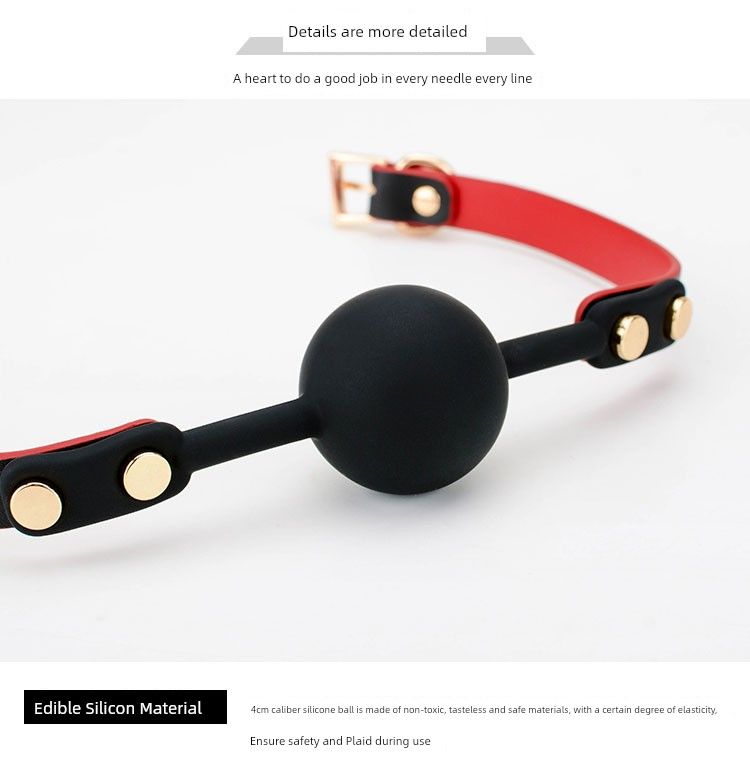 Palla bavaglio in silicone per la bocca, di piccole dimensioni, per uomini, in stile pelle di mucca di alta qualità, con fori, anti-vomito, divertimento in camera_voghion.com
