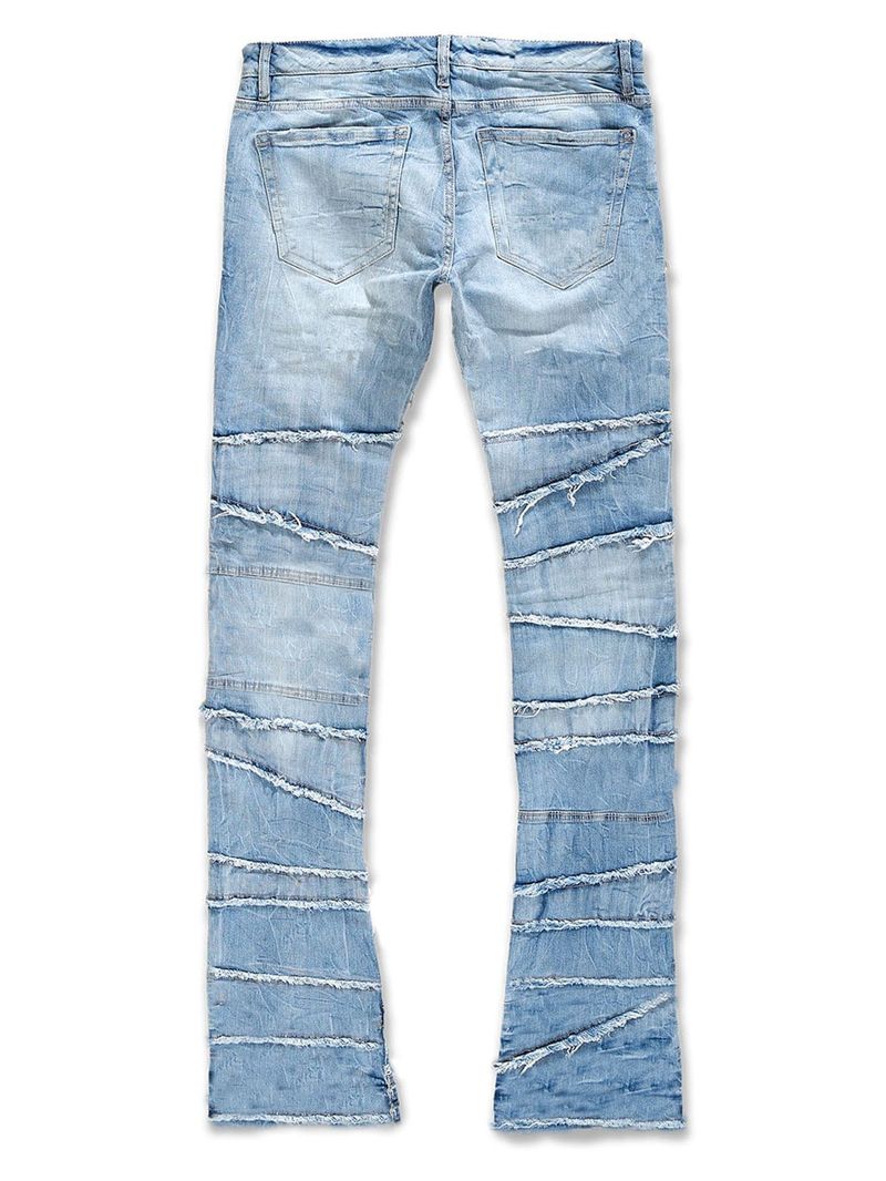 Men's Clothing New Men's Denim Straight Pants Street Fashion Ins Popular Stretch Patch Denim Straight Pants_voghion.com