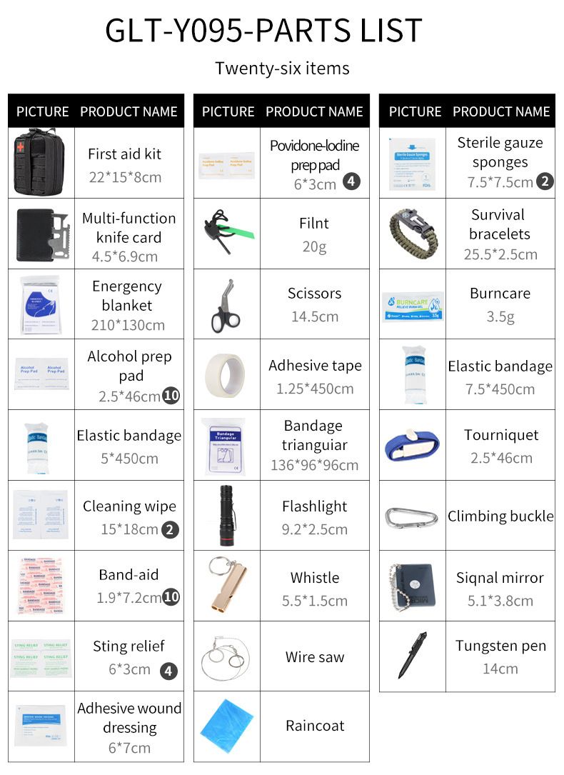 Erste-Hilfe-Set für Outdoor-Camping, Outdoor-Überleben, tragbares Notfall-Überlebensset für den Außenbereich, taktisches Notfallset_voghion.com