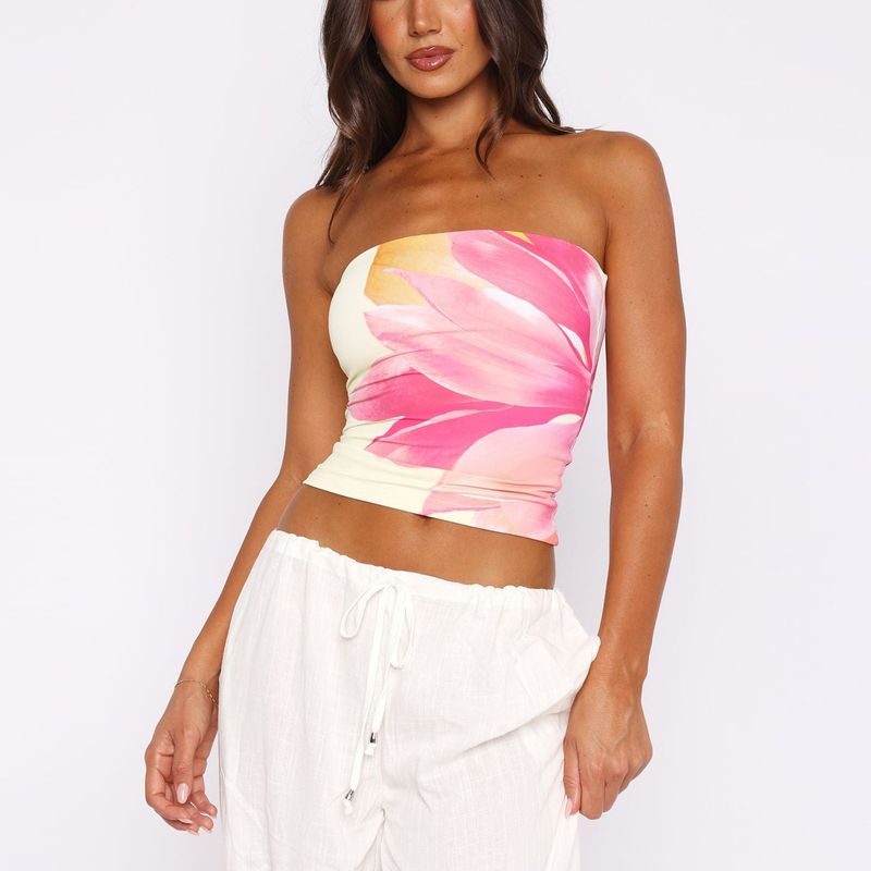 Ženska oblačila Pomlad in poletje Vroči novi izdelek Seksi vroče dekle Digitalni tisk Tube Top Slimming Tops za ženske_voghion.com